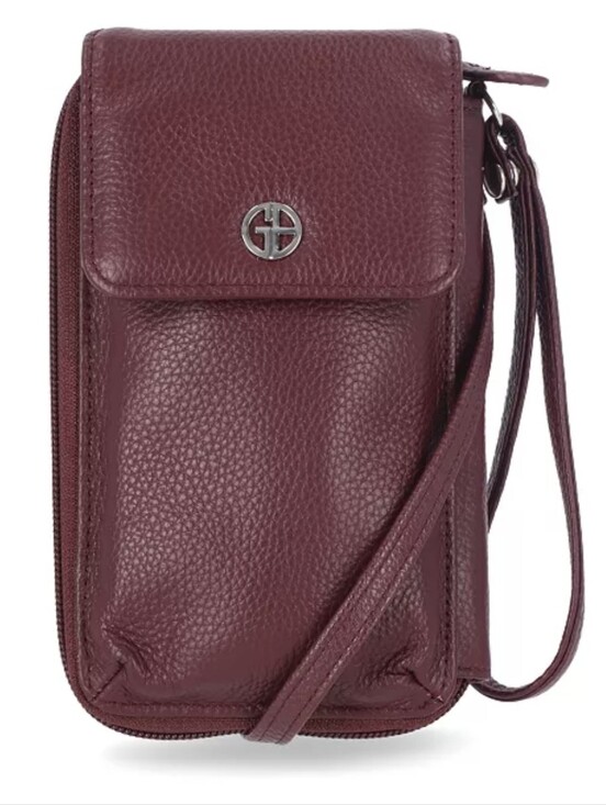 Gianni Bernini Handbags - Giani Bernini Softy Leather Tech Crossbody Wallet - Wine NWT